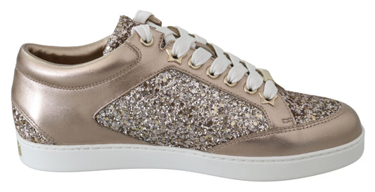 Jimmy Choo Ballett-Sneakers aus glitzerndem Leder in Rosa