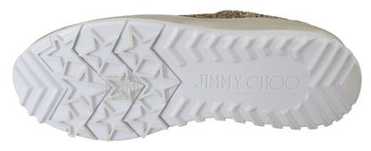 Jimmy Choo Ledersneaker in Antikgold mit Glitzer