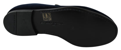 Mocassins Dolce &amp; Gabbana en velours bleu avec logo doré