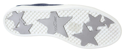 Jimmy Choo Schicke Slip-On-Sneaker aus blauem Denim-Wildleder