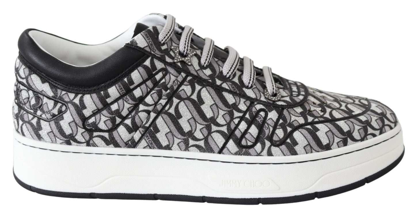 Jimmy Choo Glitzernde Slip-On-Sneakers - Silber und Schwarz