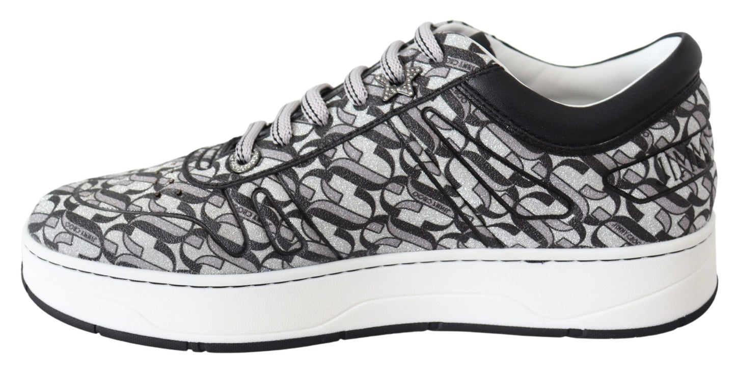 Jimmy Choo Glitzernde Slip-On-Sneakers - Silber und Schwarz