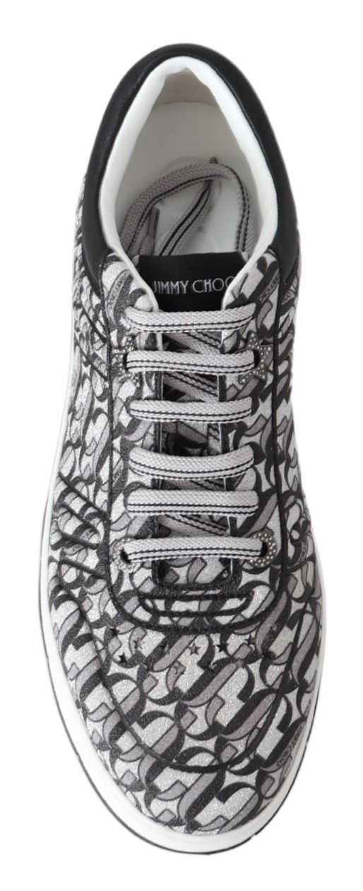 Jimmy Choo Glitzernde Slip-On-Sneakers - Silber und Schwarz