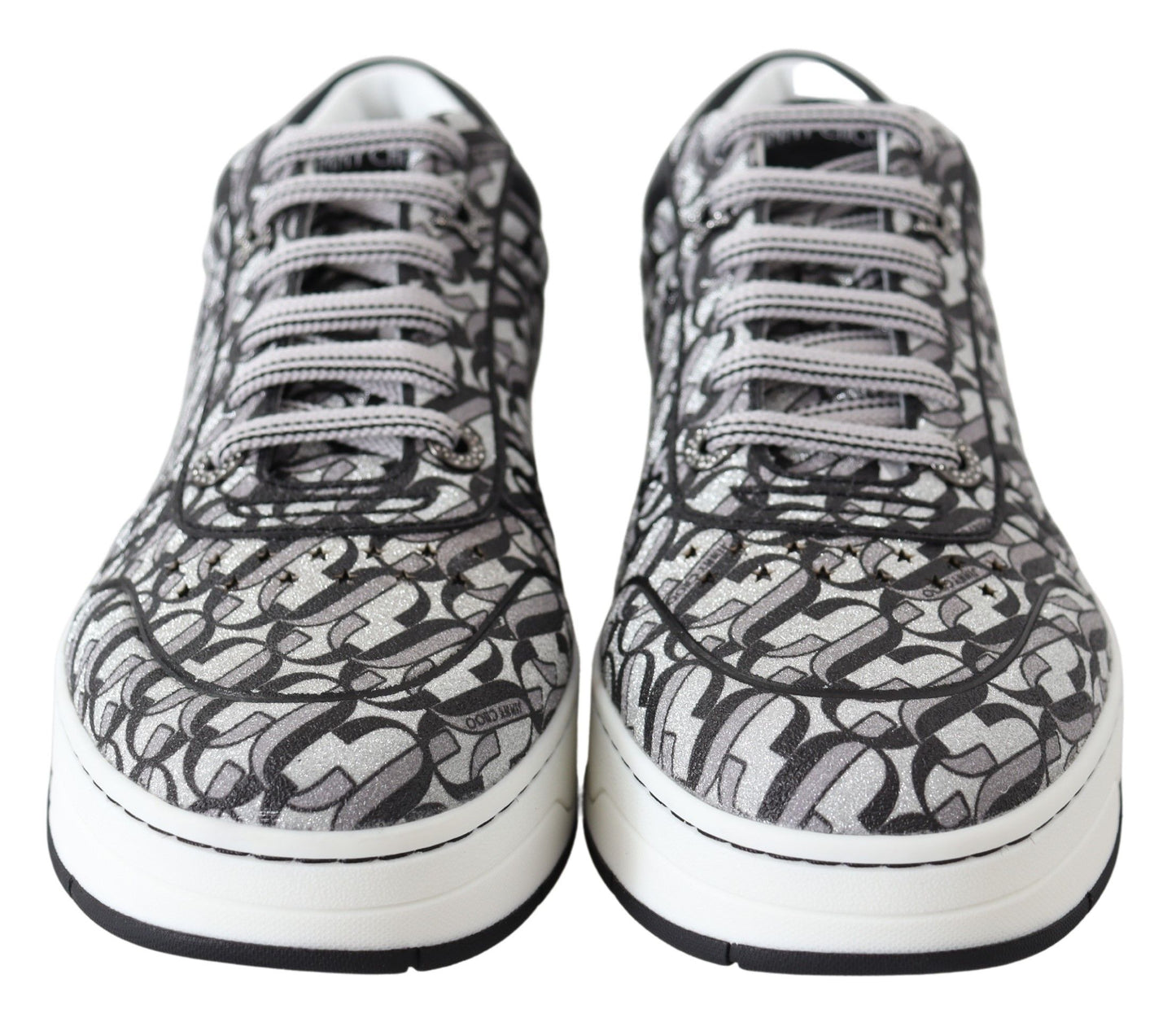 Jimmy Choo Glitzernde Slip-On-Sneakers - Silber und Schwarz