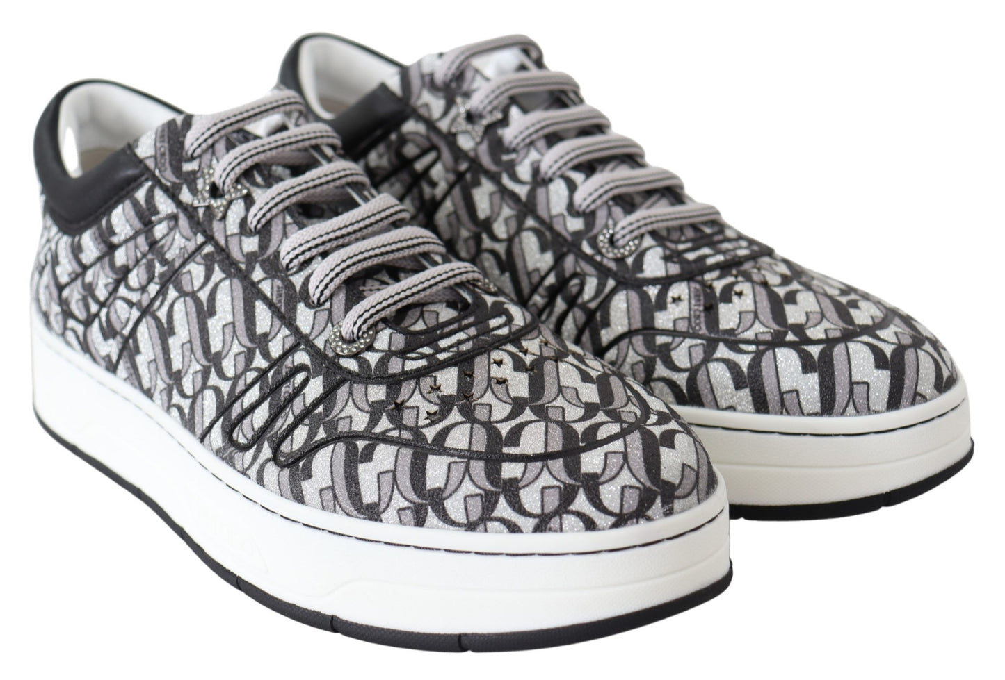 Jimmy Choo Glitzernde Slip-On-Sneakers - Silber und Schwarz