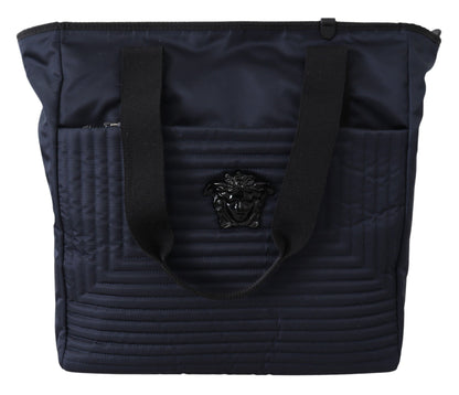 Versace Elegante blaue Nylon-Tragetasche