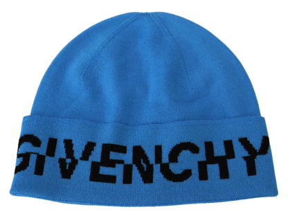 Givenchy Blaue Wollmütze für den Winter, Unisex, warm