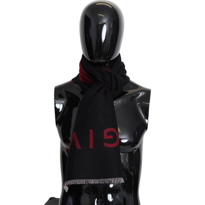 Givenchy Schwarz Rot Wolle Unisex Winter Warm Wickelschal Schal