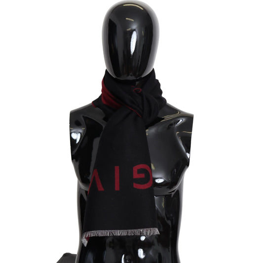 Givenchy Schwarz Rot Wolle Unisex Winter Warm Wickelschal Schal