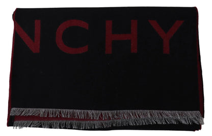 Givenchy Schwarz Rot Wolle Unisex Winter Warm Wickelschal Schal