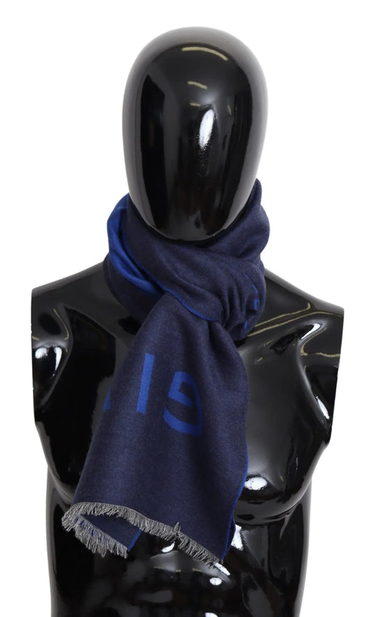 Givenchy Blauer Wollschal Unisex Winter Warmer Schal Wickelschal
