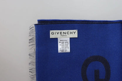 Givenchy Blauer Wollschal Unisex Winter Warmer Schal Wickelschal