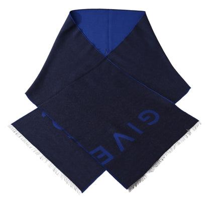 Givenchy Blauer Wollschal Unisex Winter Warmer Schal Wickelschal