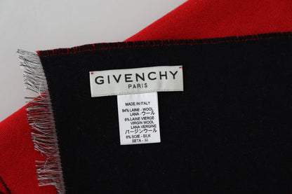 Givenchy Rot Schwarz Wolle Unisex Winter Warm Schal Wickelschal
