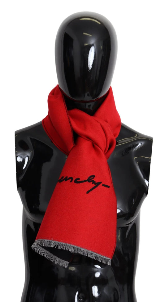 Givenchy Rot Schwarz Wolle Unisex Winter Warm Schal Wickelschal
