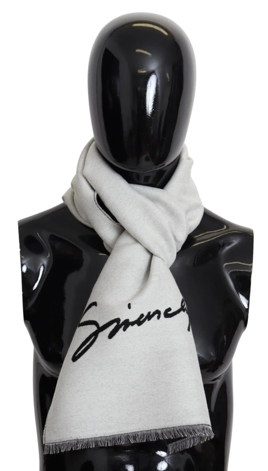 Givenchy Schwarz Weiß Wolle Unisex Winter Warm Schal Wickelschal