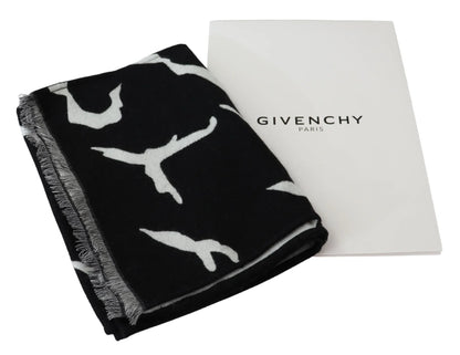 Givenchy Schwarz Weiß Wolle Unisex Winter Warm Schal Wickelschal