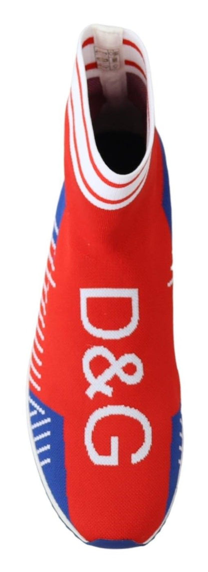 Baskets chaussettes Dolce &amp; Gabbana bleu rouge avec logo Sorrento