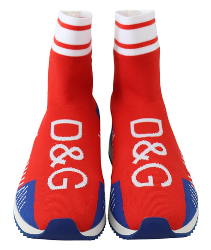 Baskets chaussettes Dolce &amp; Gabbana bleu rouge avec logo Sorrento