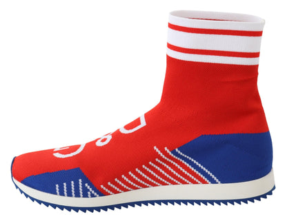 Baskets chaussettes Dolce &amp; Gabbana bleu rouge avec logo Sorrento
