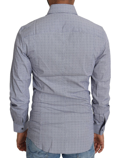 Chemise habillée semi-ajustée grise à pois Dolce &amp; Gabbana SICILIA