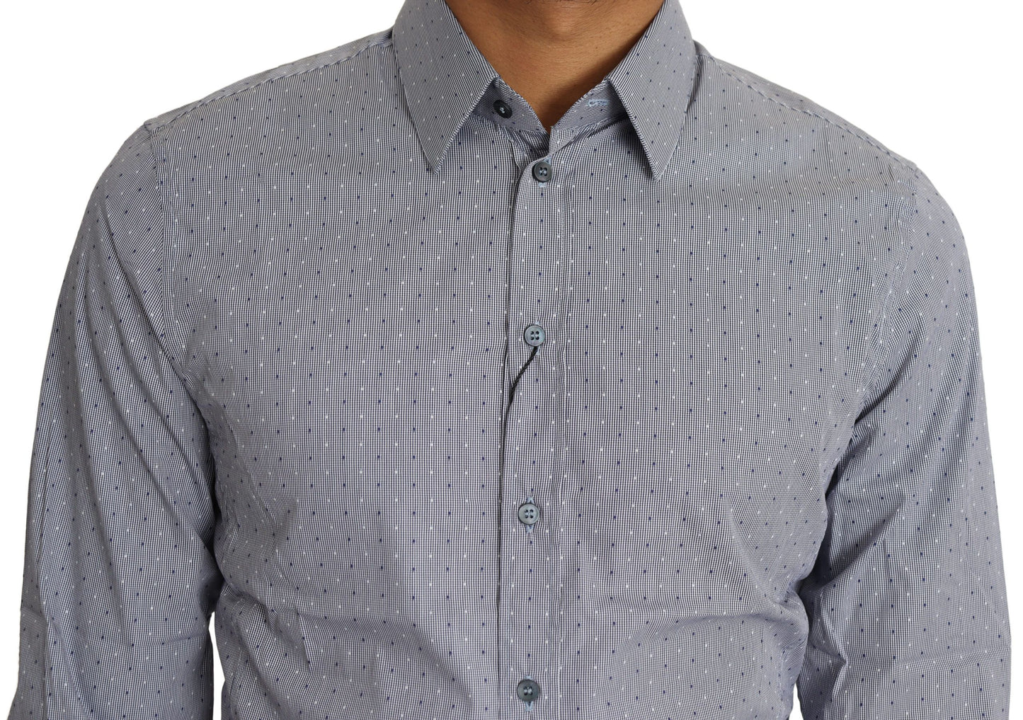 Chemise habillée semi-ajustée grise à pois Dolce &amp; Gabbana SICILIA