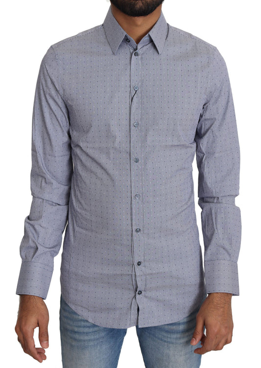 Chemise habillée semi-ajustée grise à pois Dolce &amp; Gabbana SICILIA