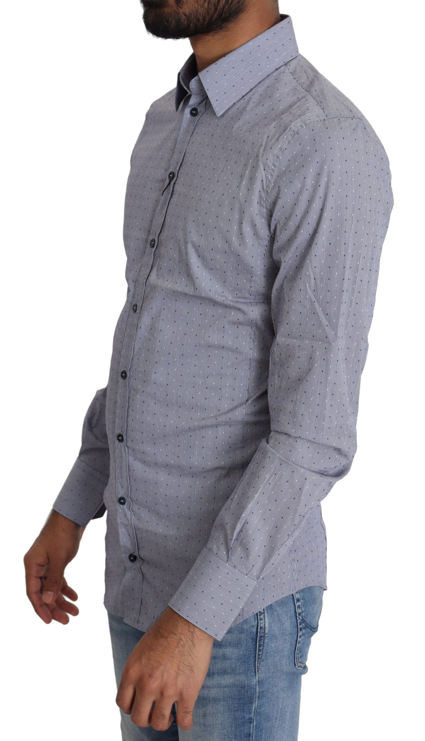 Chemise habillée semi-ajustée grise à pois Dolce &amp; Gabbana SICILIA