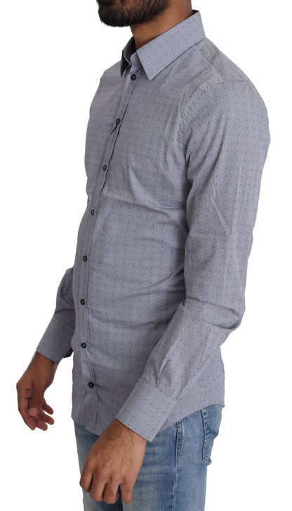 Chemise habillée semi-ajustée grise à pois Dolce &amp; Gabbana SICILIA