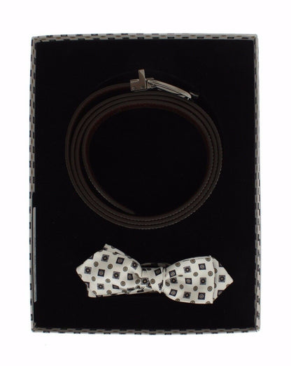 Coffret cadeau ceinture homme cuir et soie blanche Dolce &amp; Gabbana