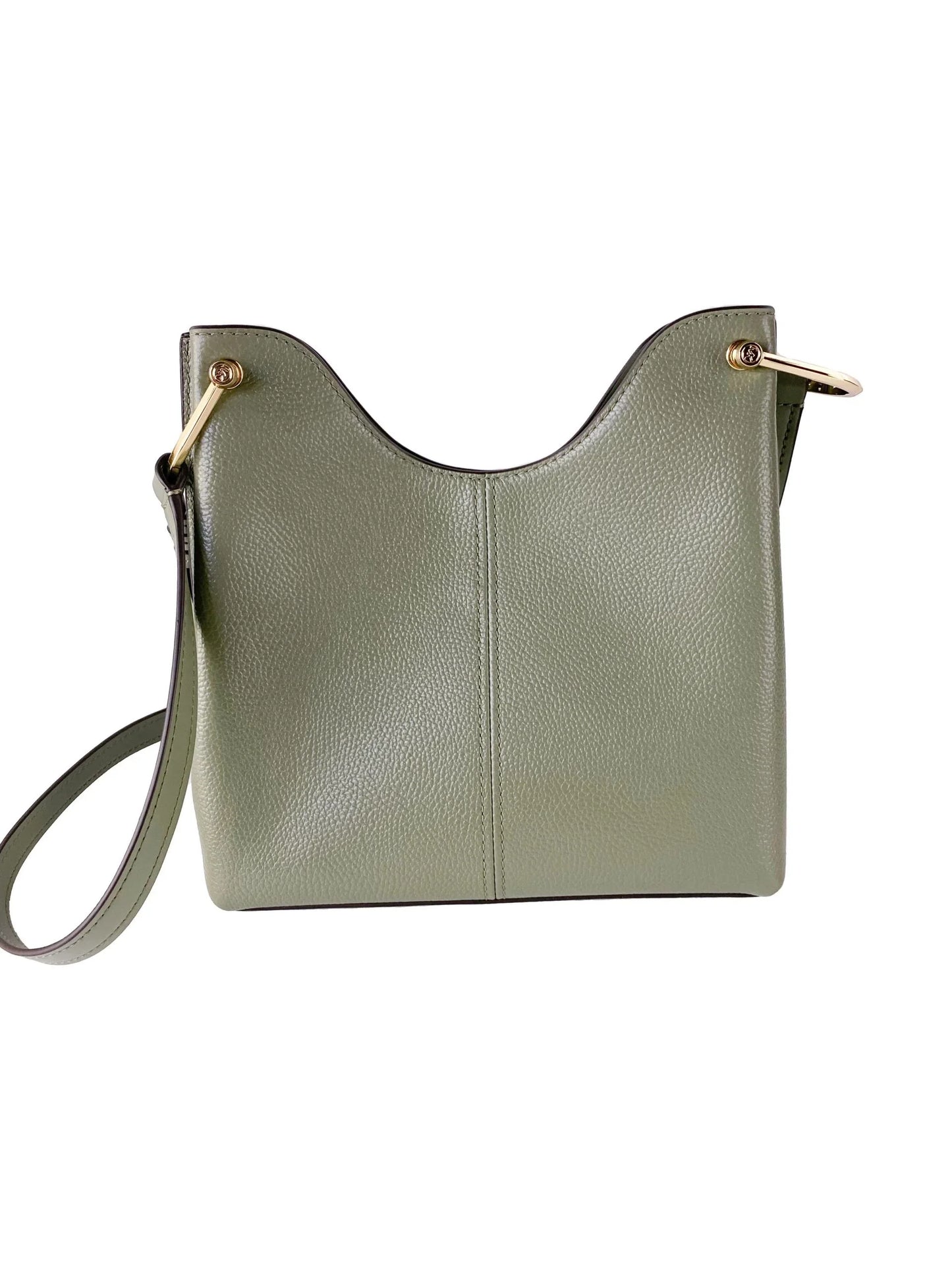 Michael Kors Joan Große, lässige Messenger-Handtasche aus perforiertem Wildleder (Armeegrün)