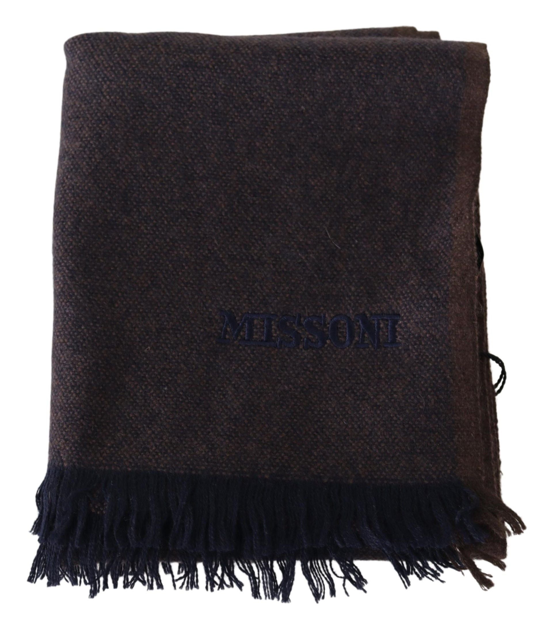 Écharpe unisexe à franges 100 % cachemire marron Missoni