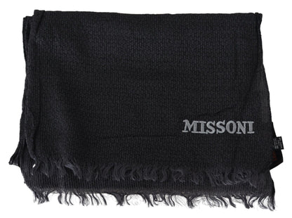 Écharpe unisexe en tricot de laine noire Missoni