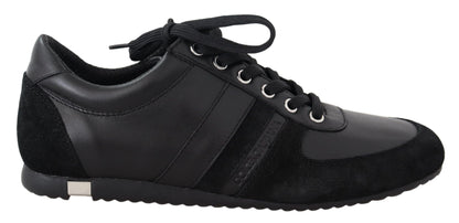 Baskets décontractées en cuir noir avec logo Dolce &amp; Gabbana