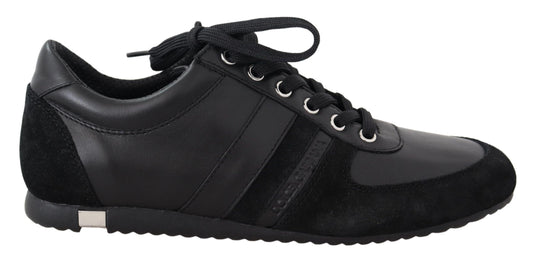 Baskets décontractées en cuir noir avec logo Dolce &amp; Gabbana