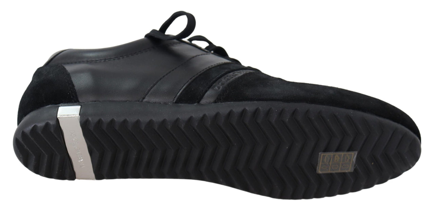 Baskets décontractées en cuir noir avec logo Dolce &amp; Gabbana