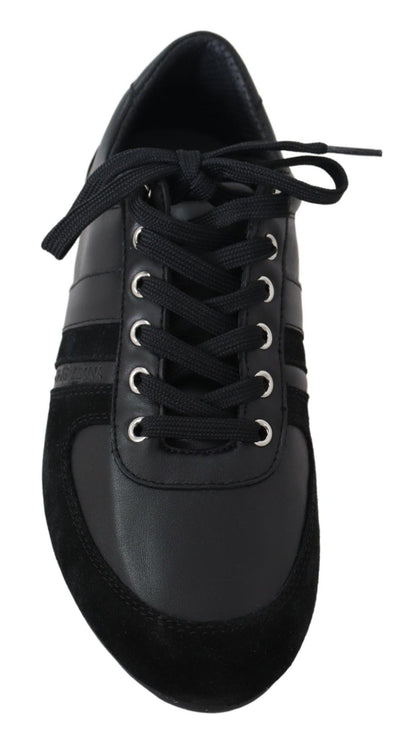 Baskets décontractées en cuir noir avec logo Dolce &amp; Gabbana