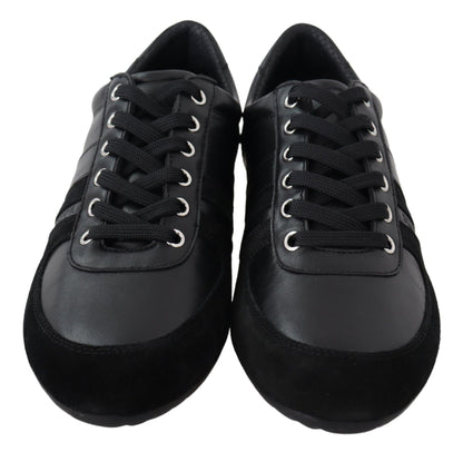 Baskets décontractées en cuir noir avec logo Dolce &amp; Gabbana