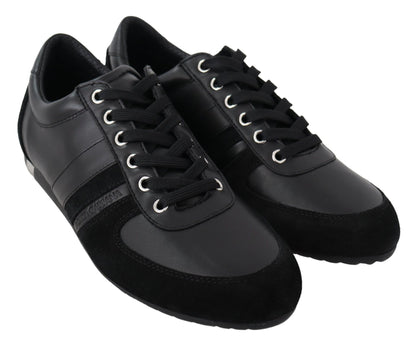 Baskets décontractées en cuir noir avec logo Dolce &amp; Gabbana
