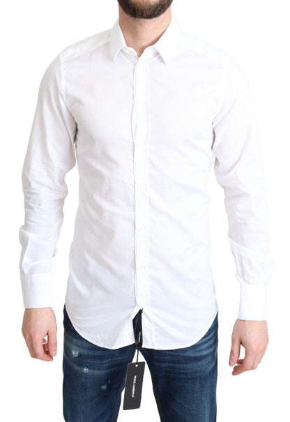 Chemise habillée à manches longues en coton blanc Dolce &amp; Gabbana