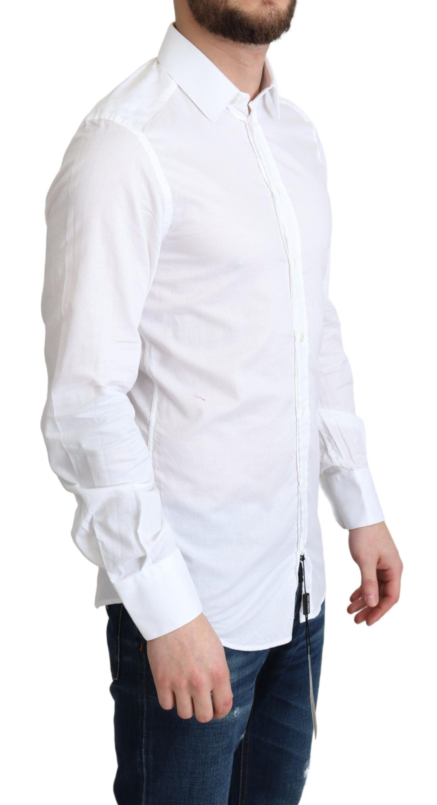 Chemise habillée à manches longues en coton blanc Dolce &amp; Gabbana