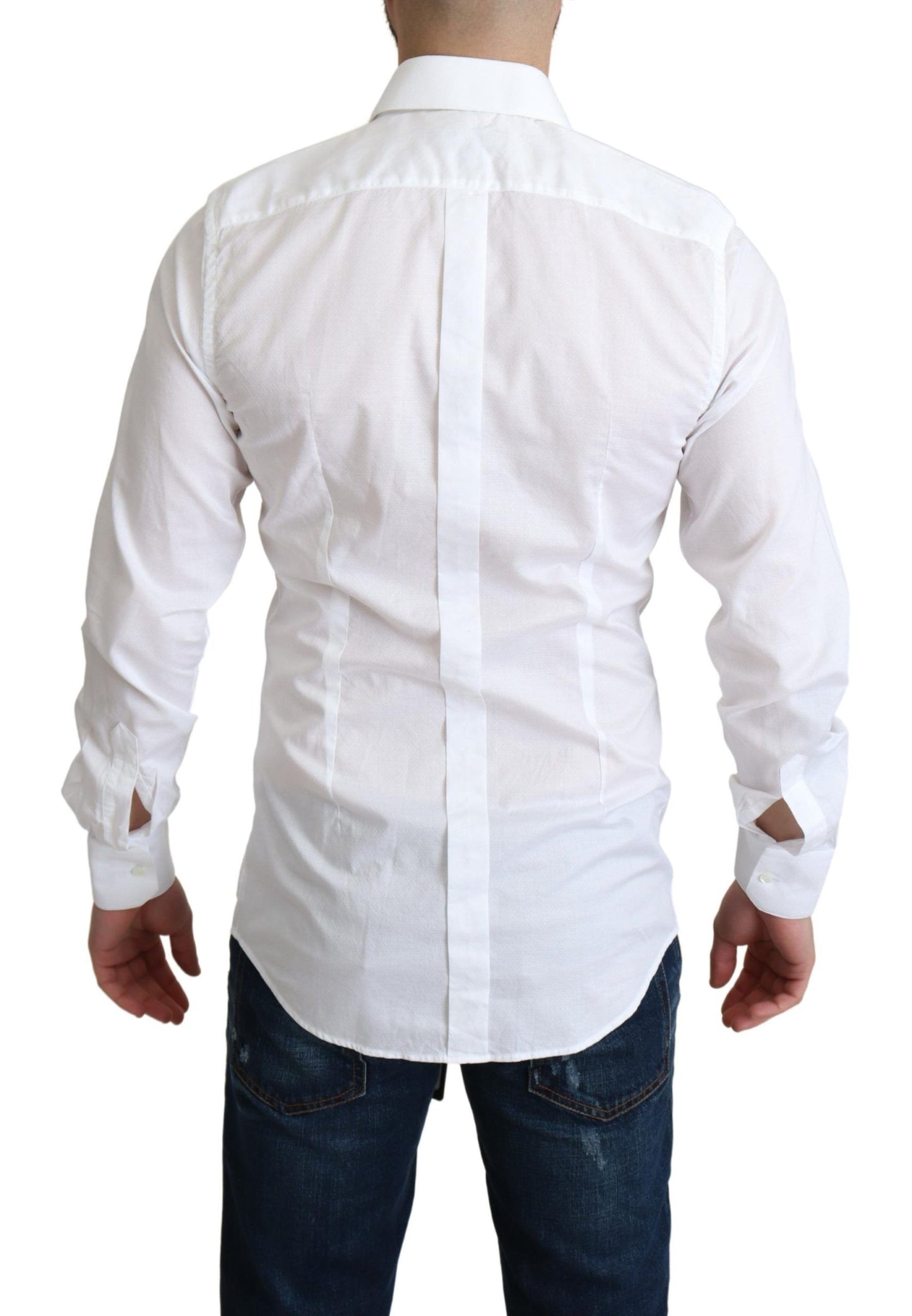 Chemise habillée à manches longues en coton blanc Dolce &amp; Gabbana