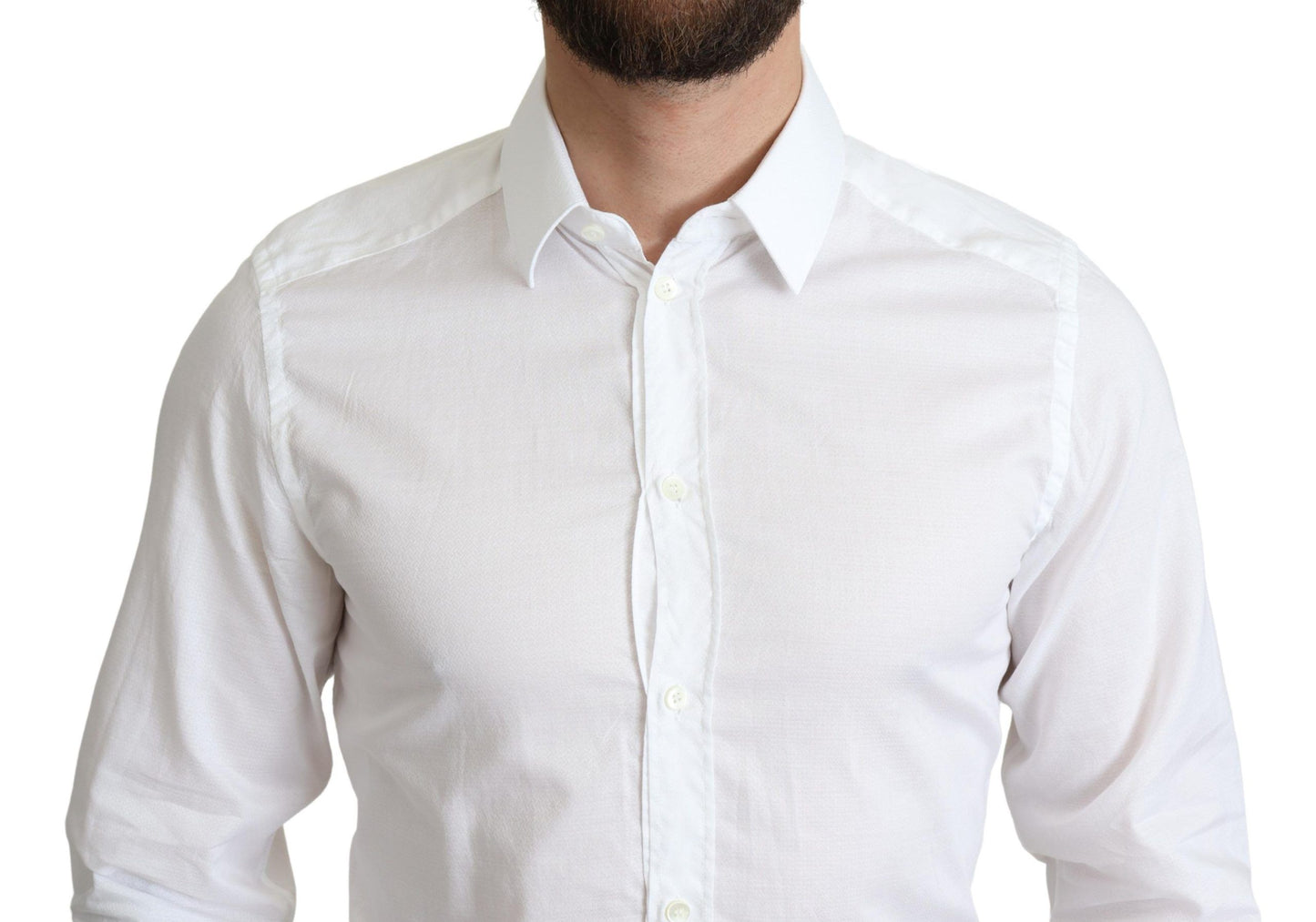Chemise habillée à manches longues en coton blanc Dolce &amp; Gabbana