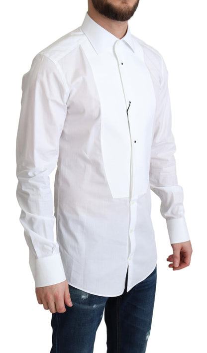 Chemise habillée en popeline de coton blanche Dolce &amp; Gabbana pour homme