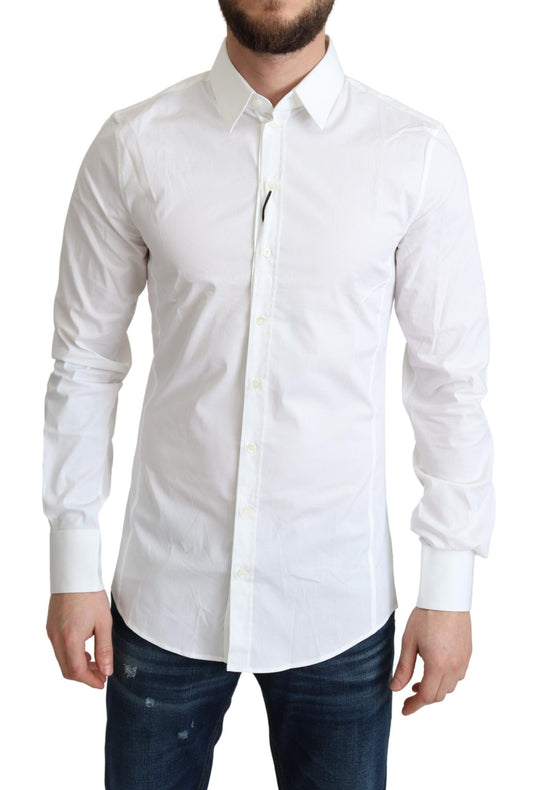 Chemise habillée SICILIA en coton stretch blanc Dolce &amp; Gabbana pour homme