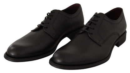 Chaussures Derby habillées à lacets en cuir noir Dolce &amp; Gabbana pour homme