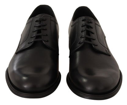 Chaussures Derby habillées à lacets en cuir noir Dolce &amp; Gabbana pour homme