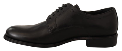 Chaussures Derby habillées à lacets en cuir noir Dolce &amp; Gabbana pour homme