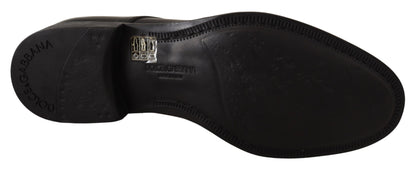 Chaussures Derby habillées à lacets en cuir noir Dolce &amp; Gabbana pour homme
