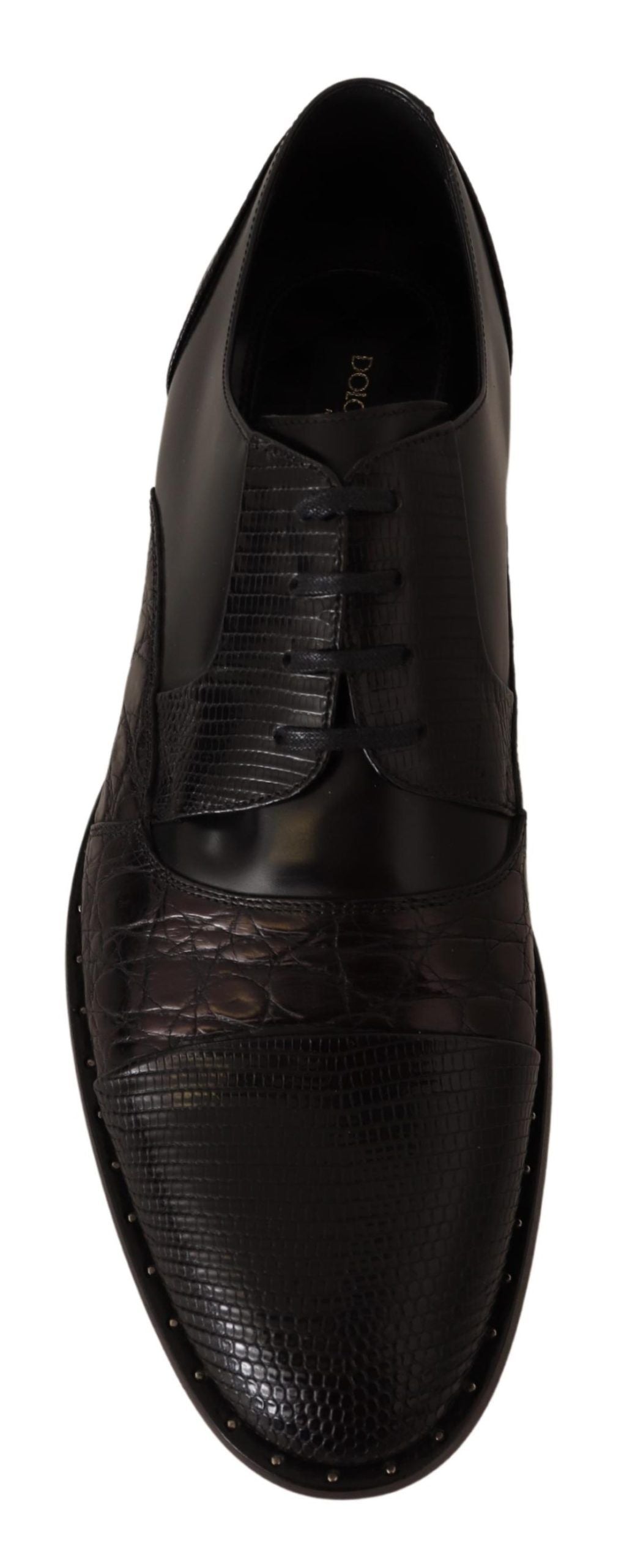 Chaussures habillées en cuir noir et peaux exotiques Dolce &amp; Gabbana